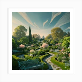 A Stunning And Dreamlike Cinematic Photograph Of A Beautiful Garden Art Print