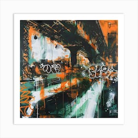 New York Bridge, Graffiti, Street Art, Urban Hues Art Print