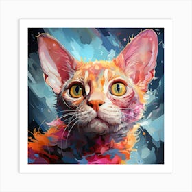 Colorful Cat Portrait Art Print