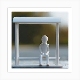 Man Sitting On Bench Art Print