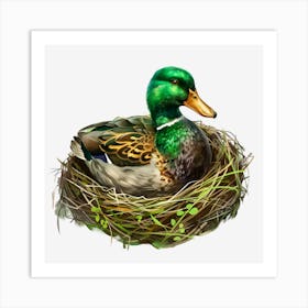 Springtime-Duck-Pond-Clipart.9 Art Print