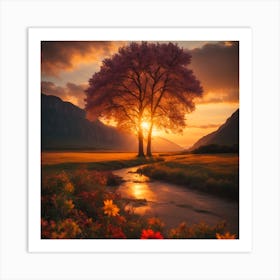 Sunset Tree Art Print