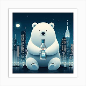 Polar Bear Holding A Bottle Of Vodka Art Print