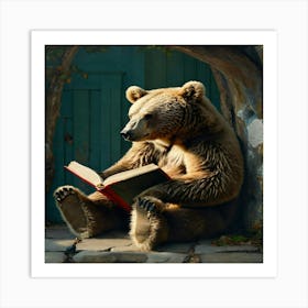 Brown Bear Reading A Book 2 Art Print