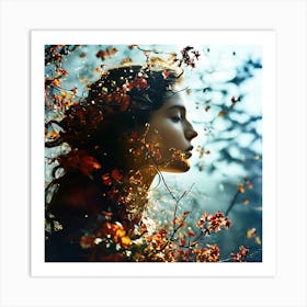 Double Exposure Photography Capturing The Intricate Lattice Of Tree Branches Superimposed On A Canva 798672598 Art Print