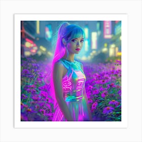 Neon Girl In The City Art Print