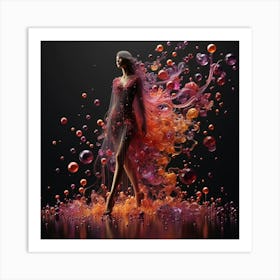 Abstract Woman With Bubbles Art Print