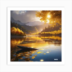 Boat On A Lake Art Print