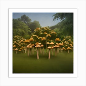 Mushrooms In The Forest Art Print