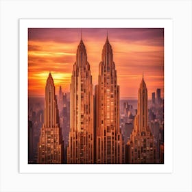 Sunset Over Manhattan Art Print