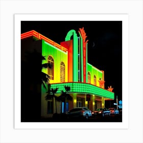 Hollywood Theatre At Night Art Print