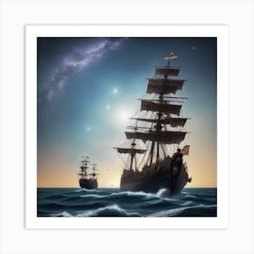 Ship In The Sea Art Print