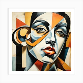 Picasso Style Portrait with Bold Geometric Shapes Art Print