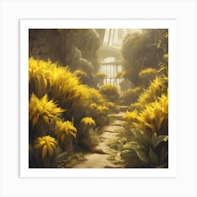 Garden With Yellow Flowers Art Print