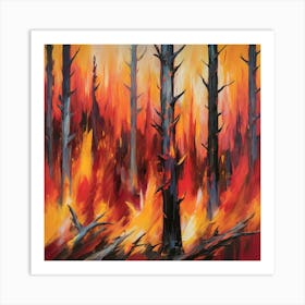 Fire In The Forest 14 Art Print