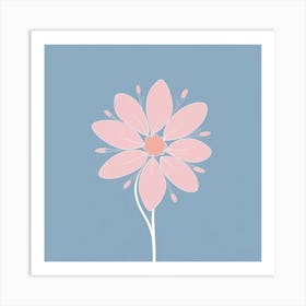 A White And Pink Flower In Minimalist Style Square Composition 500 Art Print