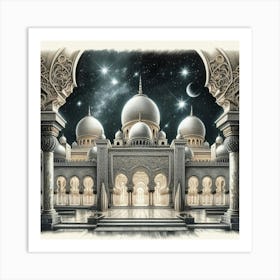 Islamic Mosque At Night Art Print