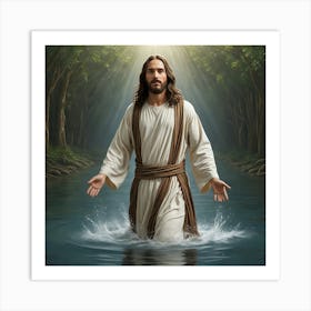 Jesus walking through water 1 Art Print