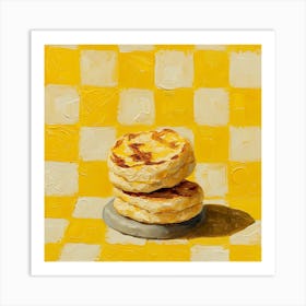 Tea Cakes Yellow Checkerboard 1 Art Print