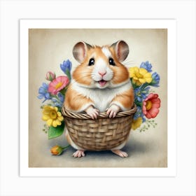 Hamster In A Basket 3 Art Print