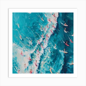 Surfers In The Ocean Art Print