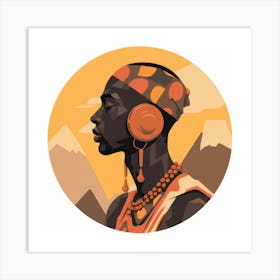 Ethiopian Woman With Headphones Art Print