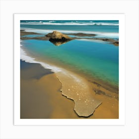 Translucent Blue Sea and White Surf on Golden Beach Art Print