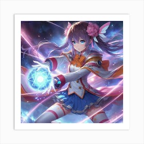 Anime Girl Holding A Star 1 Art Print