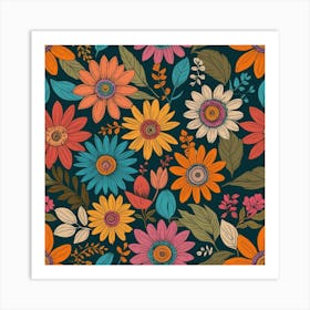 Floral Seamless Pattern Art Print