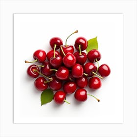 Cherry On A White Background Art Print