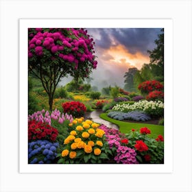 Garden At Sunset 1 Art Print