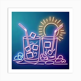 Neon Iced Drinks Art Print