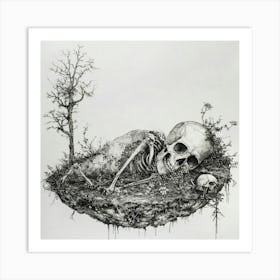 Skeleton In The Grass Art Print