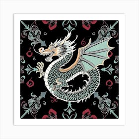 Dragon On A Black Background Art Print