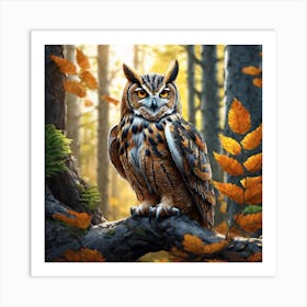 Owl In The Forest 198 Art Print