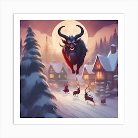 Santa'S Reindeer Art Print