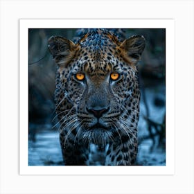 Leopard In The Water Art Print