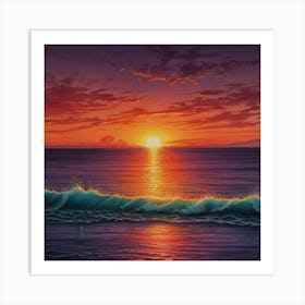 Sunset Over The Ocean 3 Art Print