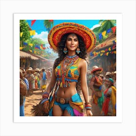 Colombian Festivities Ultra Hd Realistic Vivid Colors Highly Detailed Uhd Drawing Pen And Ink (8) Art Print