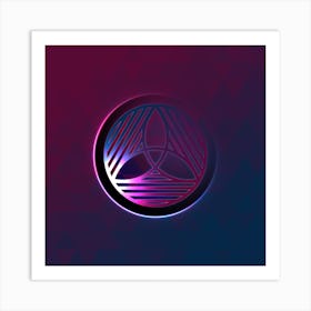 Geometric Neon Glyph on Jewel Tone Triangle Pattern 112 Art Print