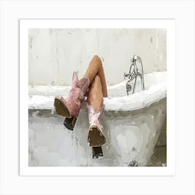 Pink Cowboy Boots Art Print