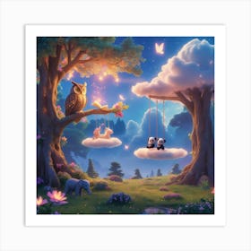 Owls In The Forest Art Print