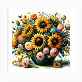 Sunflowers In A Vase 1 Art Print