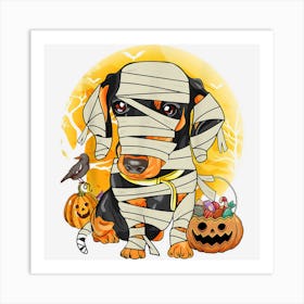 Funny Mummy Dachshund Dog Lover Owner Halloween Costume Day Art Print