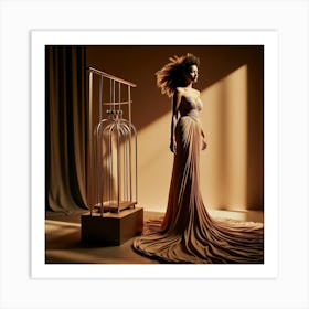 Beautiful Woman In A Long Dress Art Print