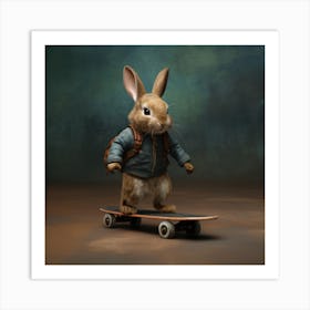 Peter Rabbit On Skateboard Art Print