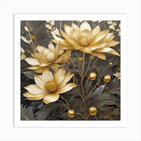 Gold Lotus 3 Art Print