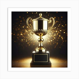 Golden Trophy On A Black Background Art Print