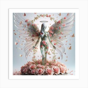 Angel With Roses 1 Art Print