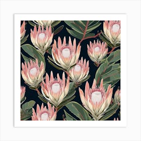 Proteas Seamless Pattern Art Print